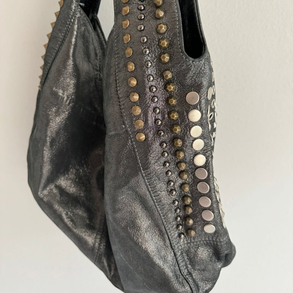 Leatherock metallic studded handbag